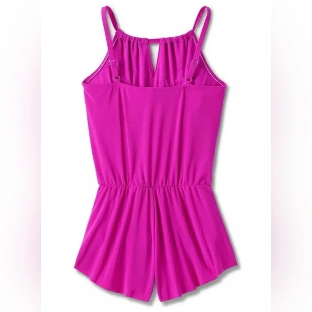 Aqua Green Size Large Small Dark Pink Swim Romper 1 Piece Swimsuit Pockets Small